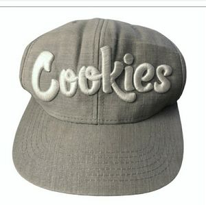COOKIES Grey Raised Embroidery Adjustable Baseball Cap EUC!